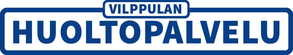 Vilppulan Huoltopalvelu -logo sinisellä kehyksellä ja valkoisella tekstillä